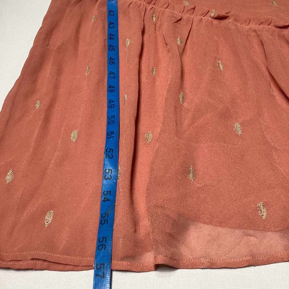 All Worthy Midi Dress Womens XL Terracotta Gold Embroidered Boho Long Sleeve - Picture 8 of 8